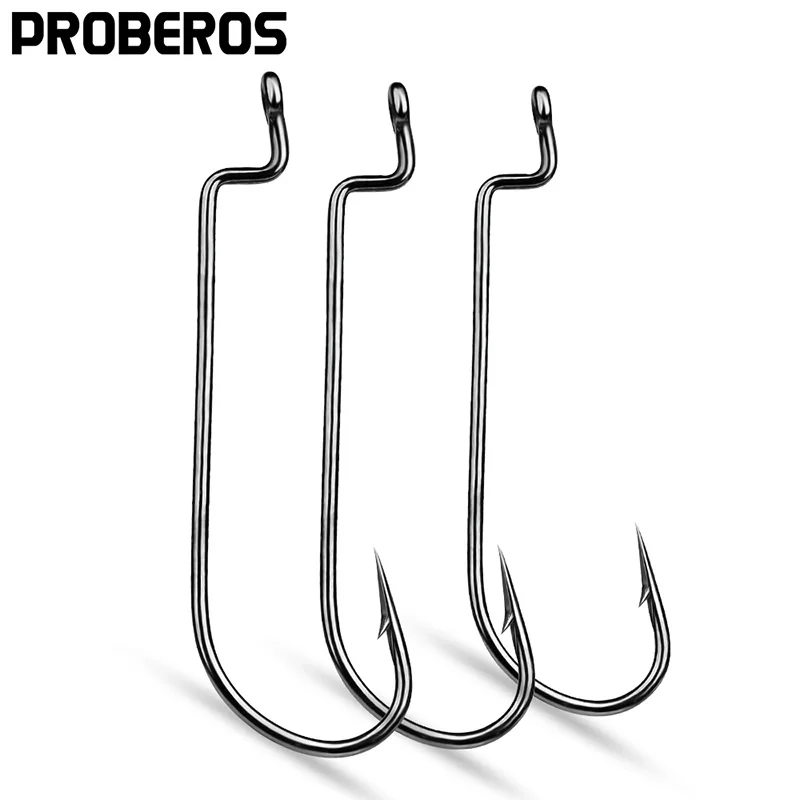 

PROBEROS 500pcs Single Hooks 6#-5/0# High Carbon Steel Fishing Hooks Narrow Crank Worm Hooks Barbed Sharp Fishhooks Pesca Tackle