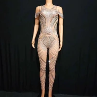 egyptian style rhinestone pattern perspective female nightclub pole dance perfomance costumes womens sexy slim stage clothes