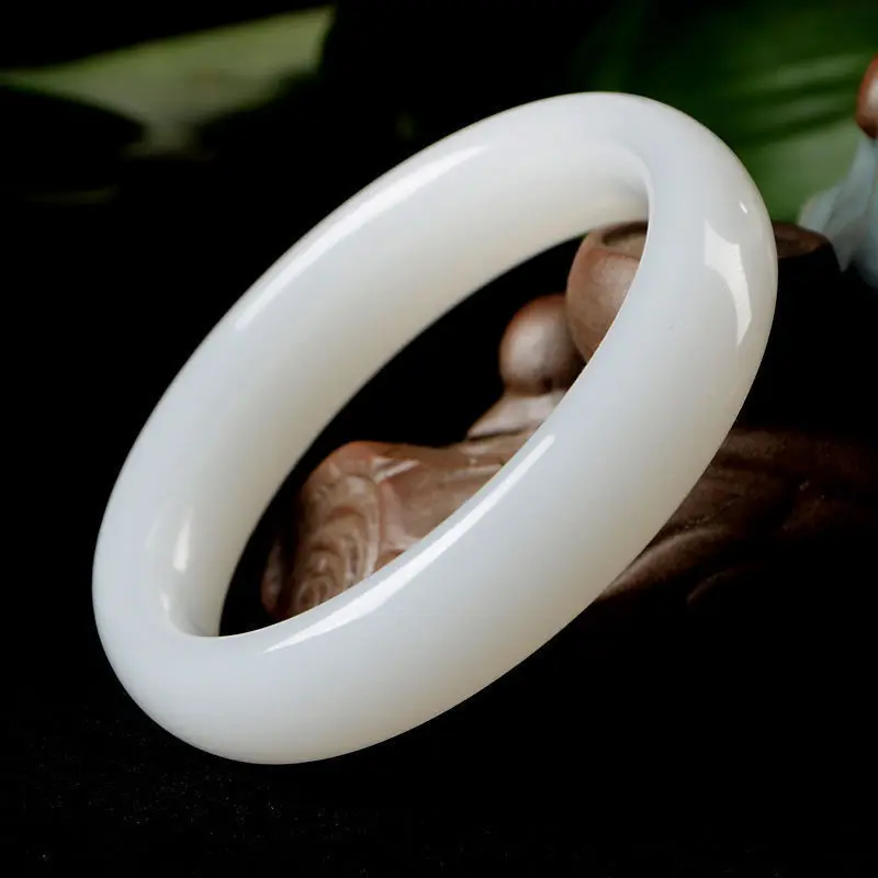 LETSFUN Fine Jewelry 100%Chinese Fashion Beautiful Hand-carved White Jade Bangle Bracelet 60mm Free Shipping | Украшения и
