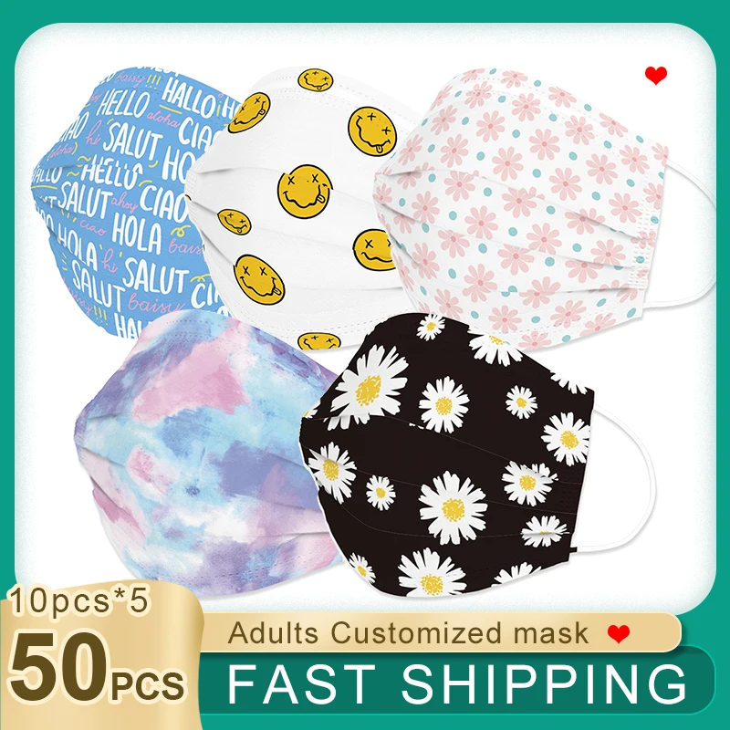 50 шт. Изготовленные На Заказ одноразовые маски 3 Слои защиты против пыли из