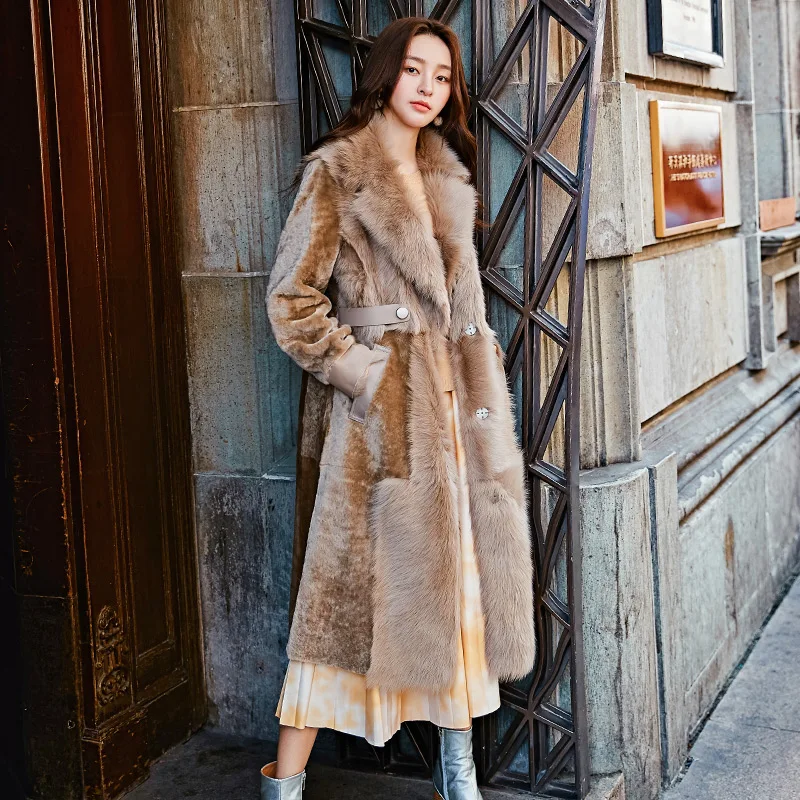 

Винтажная Женская куртка из 100% натуральной шерсти зимнее пальто женская одежда 2020 корейский длинный теплый двухсторонний меховой Топ 19067