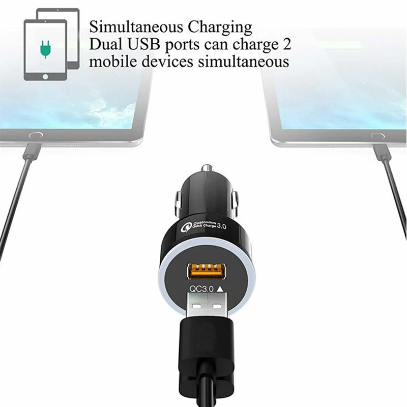 DSMOTEK 1 шт. автомобильное зарядное устройство для телефона Dual USB QC3.0 Быстрая зарядка