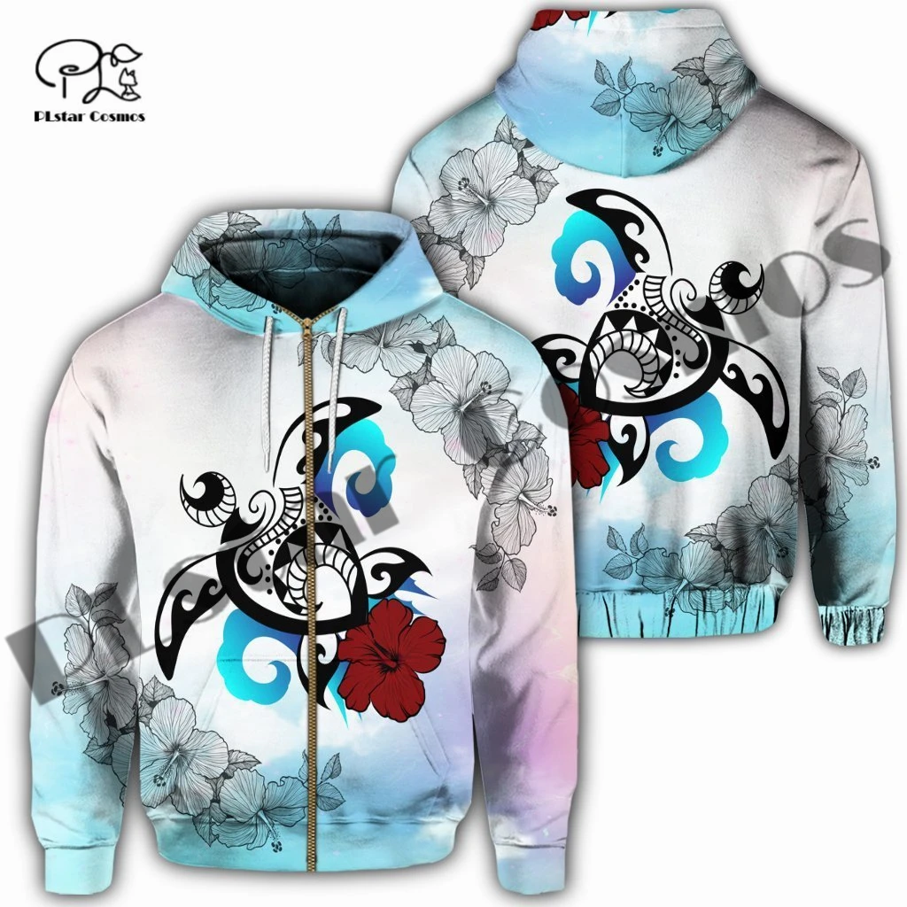 

PLstar Cosmos 3DPrint Newest Tribe Polynesian Hibiscus Turtle Funny Unique Harajuku Streetwear Unisex Hoodie/Sweatshirt/Zip W-14