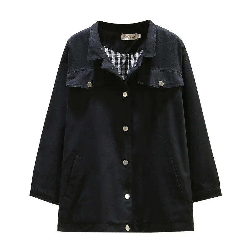 2020 весеннее джинсовое пальто женское с длинным рукавом Простая Повседневная