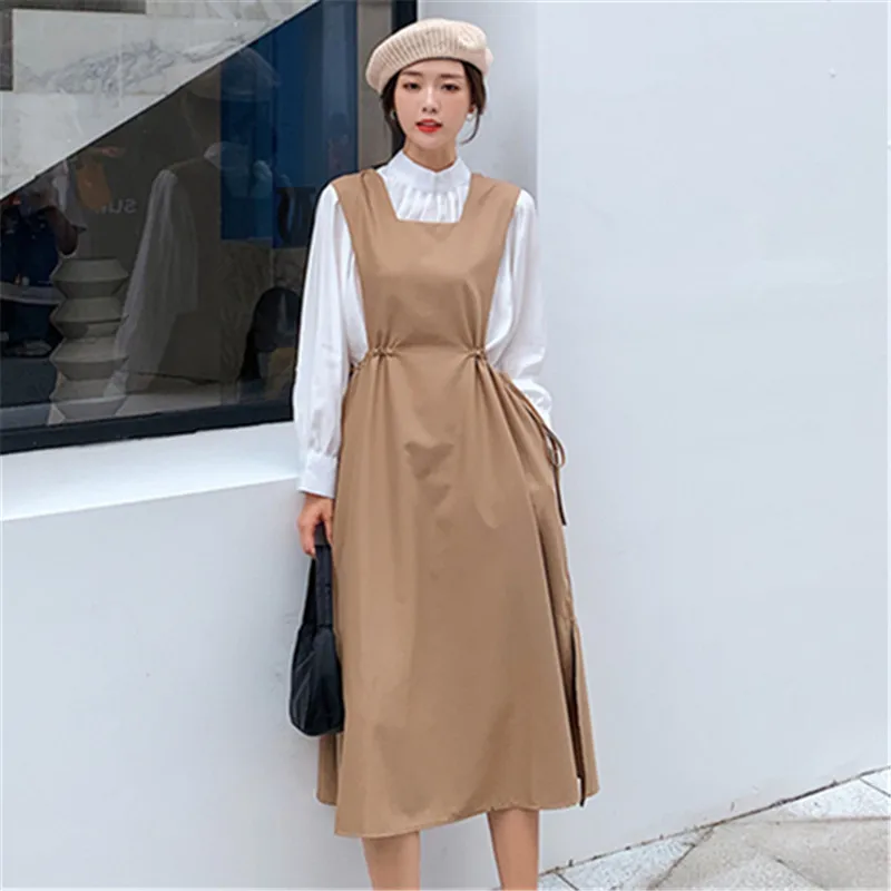 Корейское темпераментное платье со шнуровкой на талии женское модное без