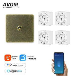 Avoir Tuya Wireless Switch Smart Life Circuit Breaker Wifi Sensor Module Bronze Toggle Switch Stainless Steel Electrical Sockets
