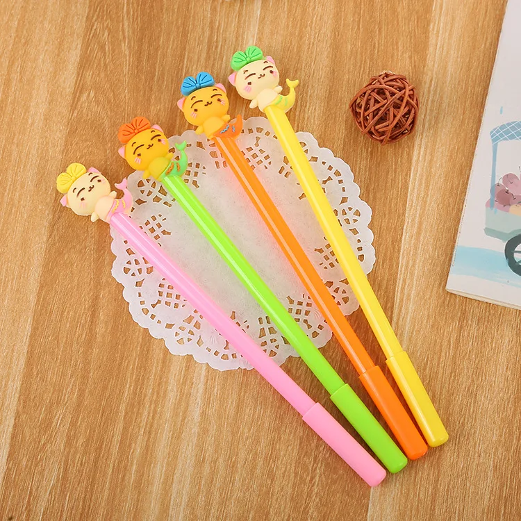 24 pcs Cartoon bow mermaid gel pen creative learning stationery silicone head cute student stationery escolar material escolar