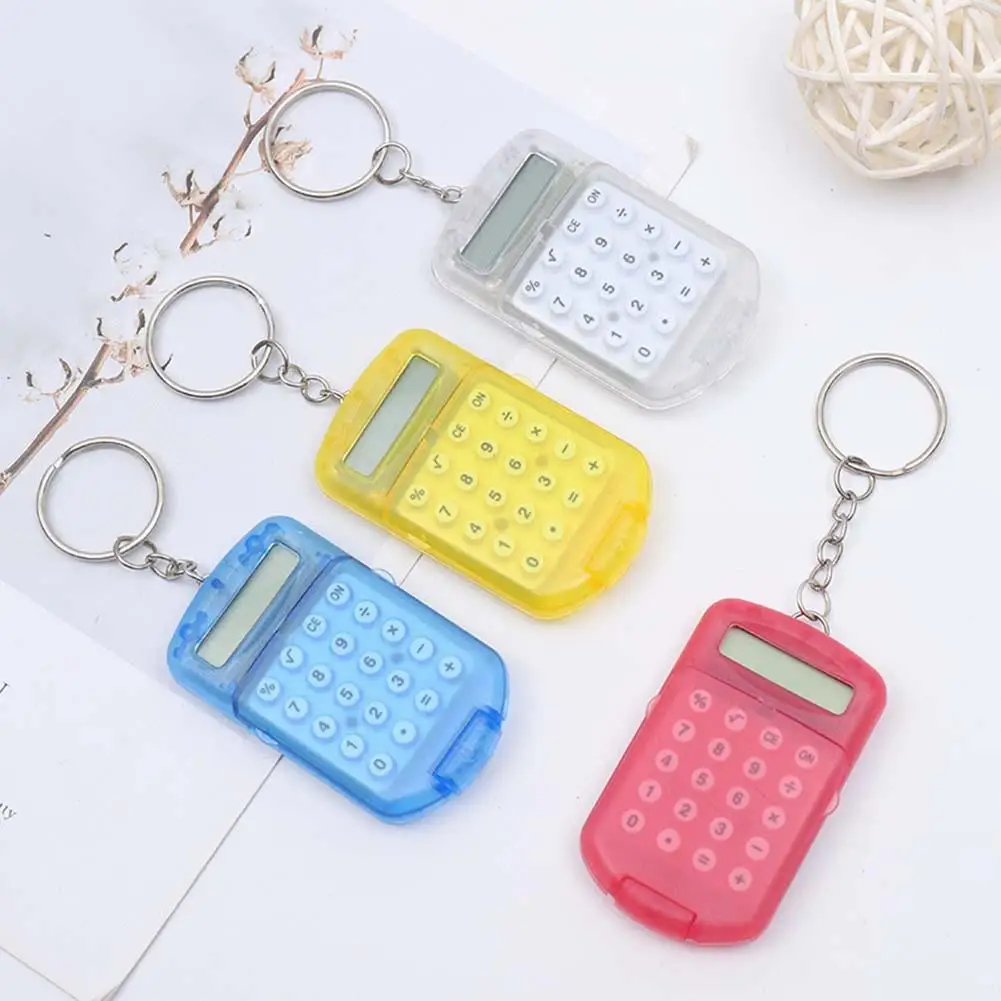

New Hard Plastic Casing Digits Electronic Cartoon Mini Card Calculator Keychain Cute Portable Women Men Keyring Jewelry