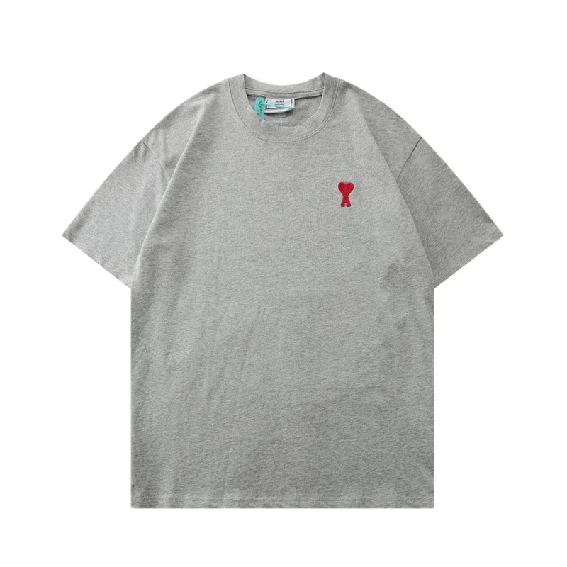 

Summer Men's T-shirt New Love Couple Short-Sleeved Pure Cotton Chest Embroidery Casual High-Weight Men And Women The Same
