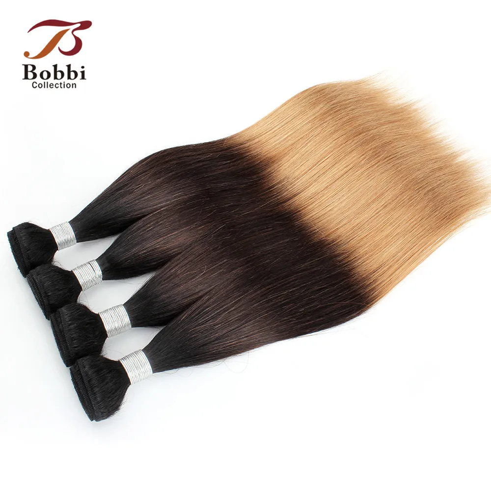Bobbi коллекция 2/3 пряди с закрытием 1B 4 27 черный коричневый медовый блонд 3 тона