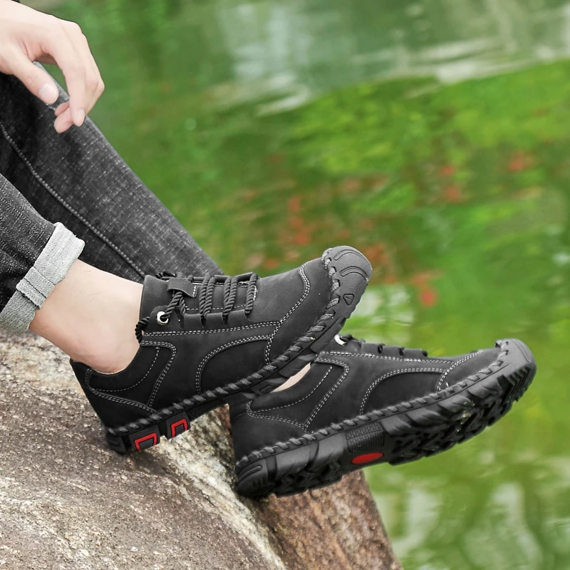 

Men Shoes Sneakers For Mens flats Low Top Walking Shoes Men breathable handmade sewing Brand Fashion Mens Leather Sneakers