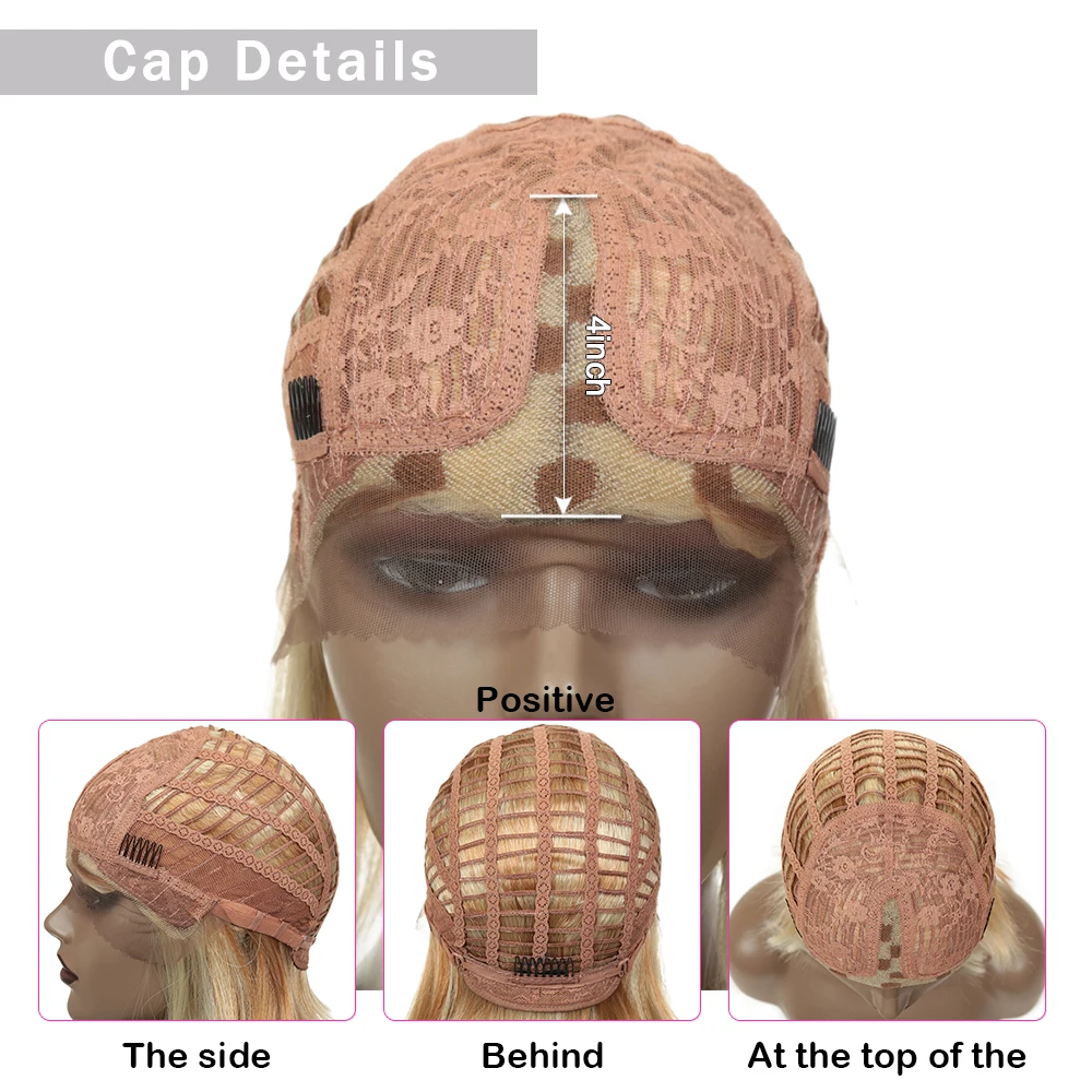 12 дюймов синтетический кружевной передний парик прямой Золотой короткий боб
