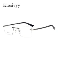 krasivyy 2022 new pure titanium rimless glasses frame men top quality myopia optical prescription eyeglasses male square eyewear
