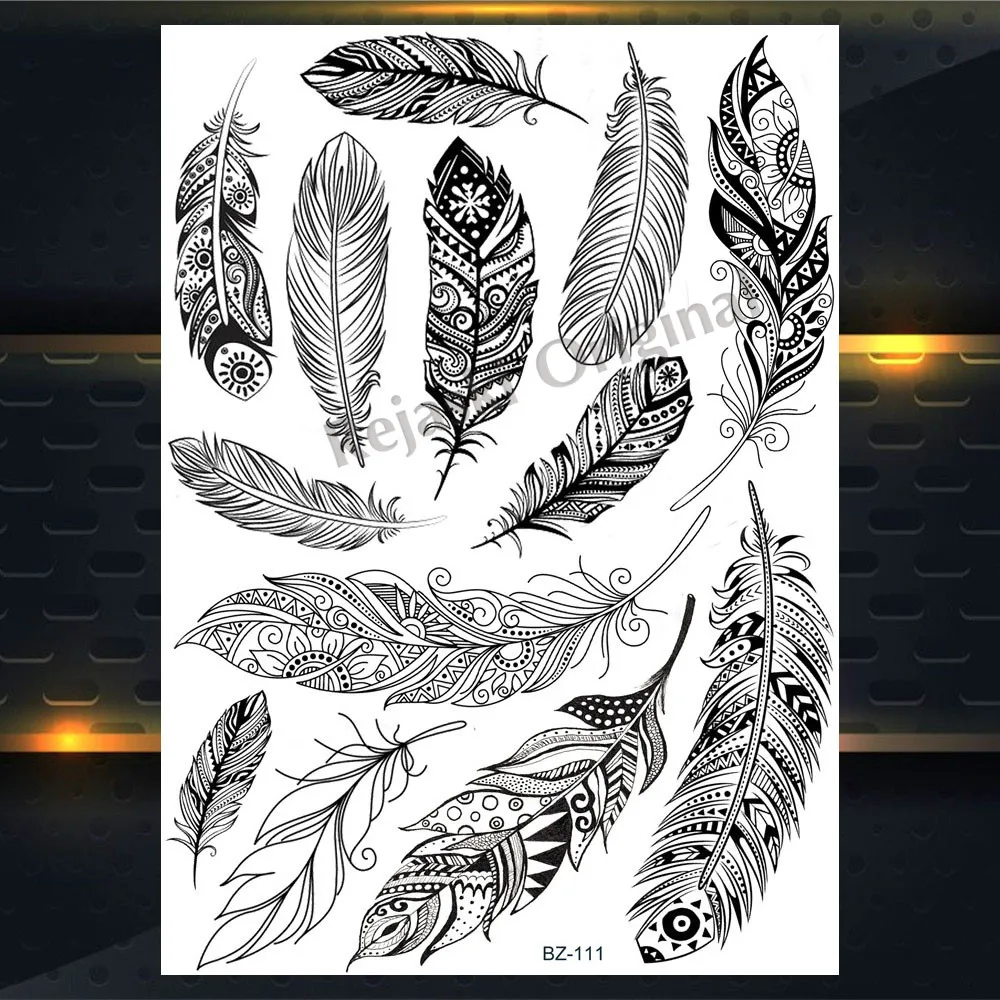 REJASKI черный серьги Henna Mandala цветок временные татуировки для Для женщин Стикеры пикантные водостойкие татуировки, боди-арт Arm талией, эксклюзивный дизайн татуировки - Цвет: PBZ111