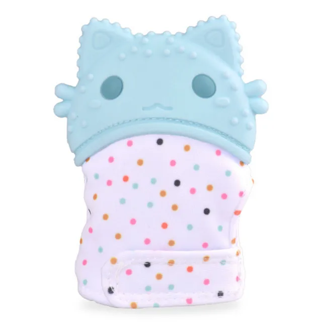 light blue Детские Силиконовые варежки перчатка для режущихся зубов перчатки Звук анти-укус Прорезыватель для малышей жевательные варежки для кормления Прорезыватель игрушка для большого пальца - Цвет: light blue