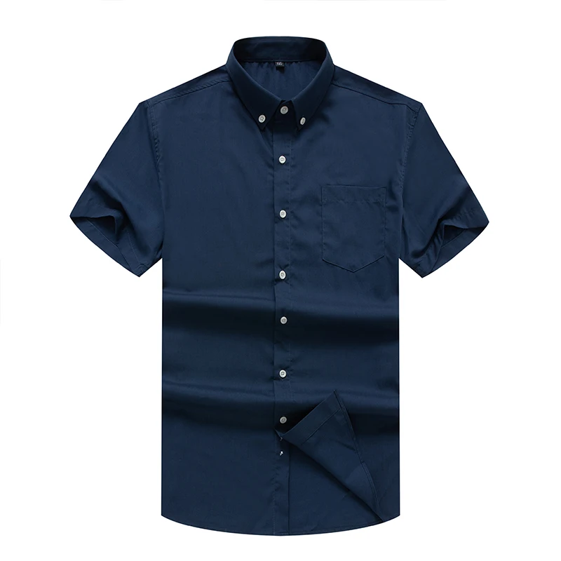 

plus size 10XL Men's Short Sleeve Regular-fit Oxford Print Dress Shirt High-Quality Thin Smart Casual Factory-direct-clothing
