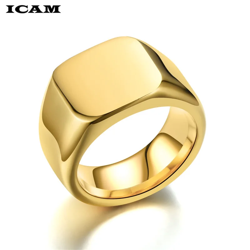 Мужское кольцо-печатка ICAM, полированное однотонное байкерское кольцо, ювелирные украшения, кольцо из нержавеющей стали 316L