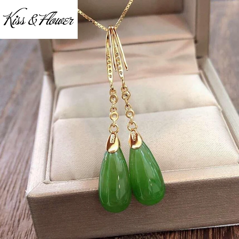 

Красивые ювелирные изделия KISS & FLOWER ER240, оптовая продажа, модные женские серьги-подвески из золота 24 карата в форме капли воды для невесты, ма...