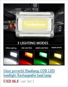 Налобный фонарь яркий люмен 4* XM-L T6+ 2* COB+ 2* красный светодиодный налобный фонарь с зарядным устройством
