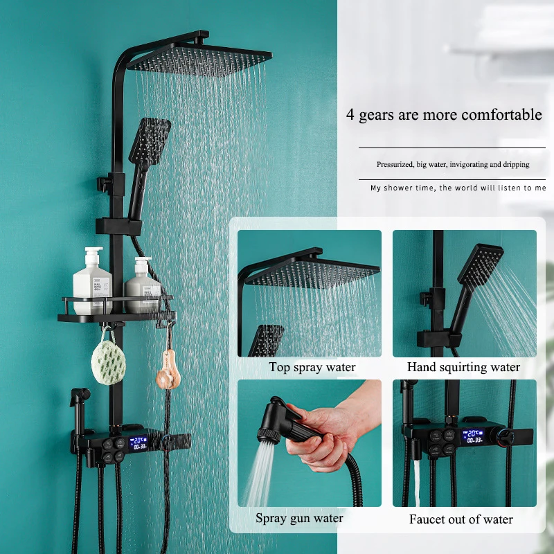 [Поставляется из: ru】ванная комната полностью медный черный душ двухрядная