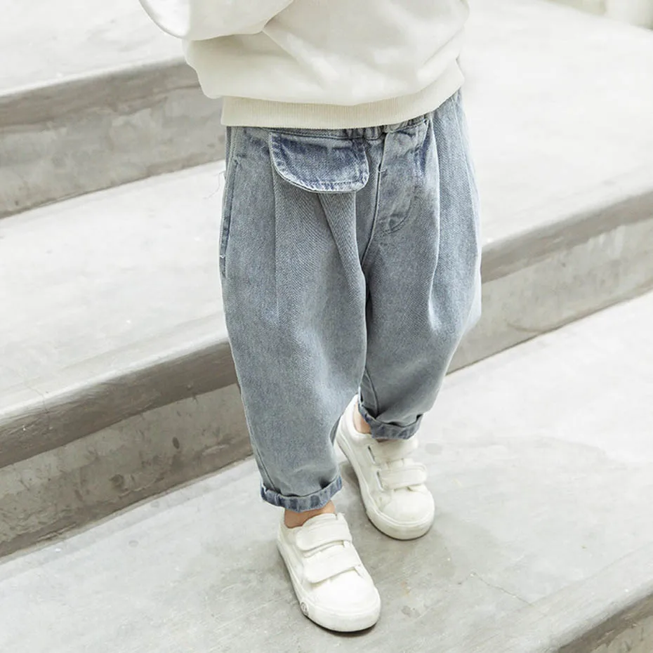 Джинсы для маленьких девочек джинсы повседневные стильные детей однотонная