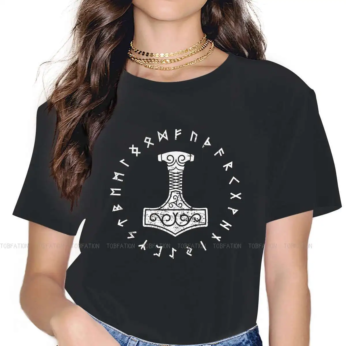 

Viking Hammer Cute Girl Women T-Shirt Vikings Canada Historical Drama Blusas Harajuku Casual Short Sleeve Vintage Oversized Tops