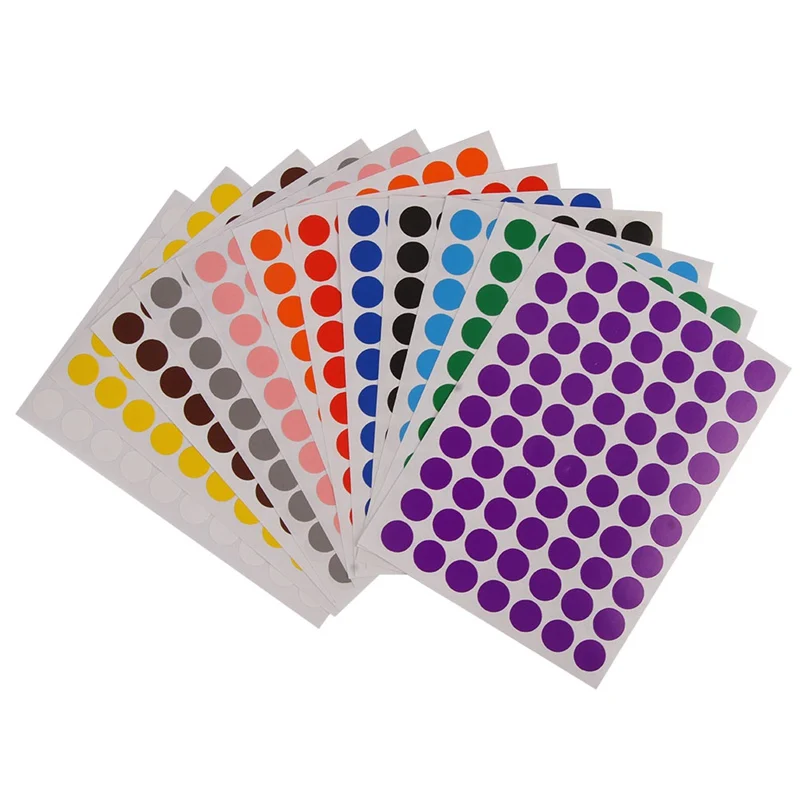 

A 12 Sheets/Pack 10mm Office Color circular Label Stickers School Supplies