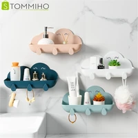 stommiho bathroom storage rack towel shelf wall mounted shampoo rack cloud shape wall mounted hooks organization household