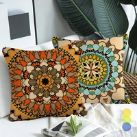 retro floral cushion cover mandala geometry print couch throw pillows fauxlinen pillow covers home couch bed decorative case