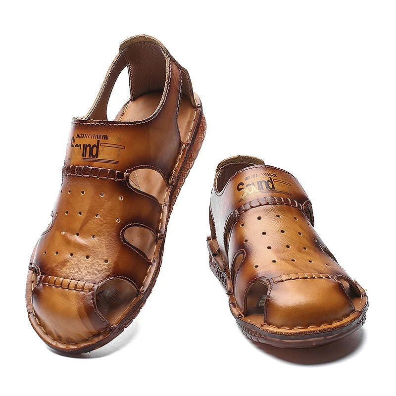 

Handmade Microfiber Leather Men Sandals Summer Breathable Sandalias Hombre Casual Closed Toe Slip On Sandal Mens Sandles Comfort