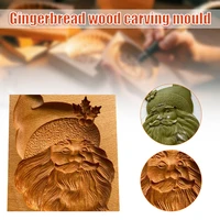 cookie cutter wooden carved stencil for gingerbread santa claus face stencils kitchen supply christmas decoration baking mold