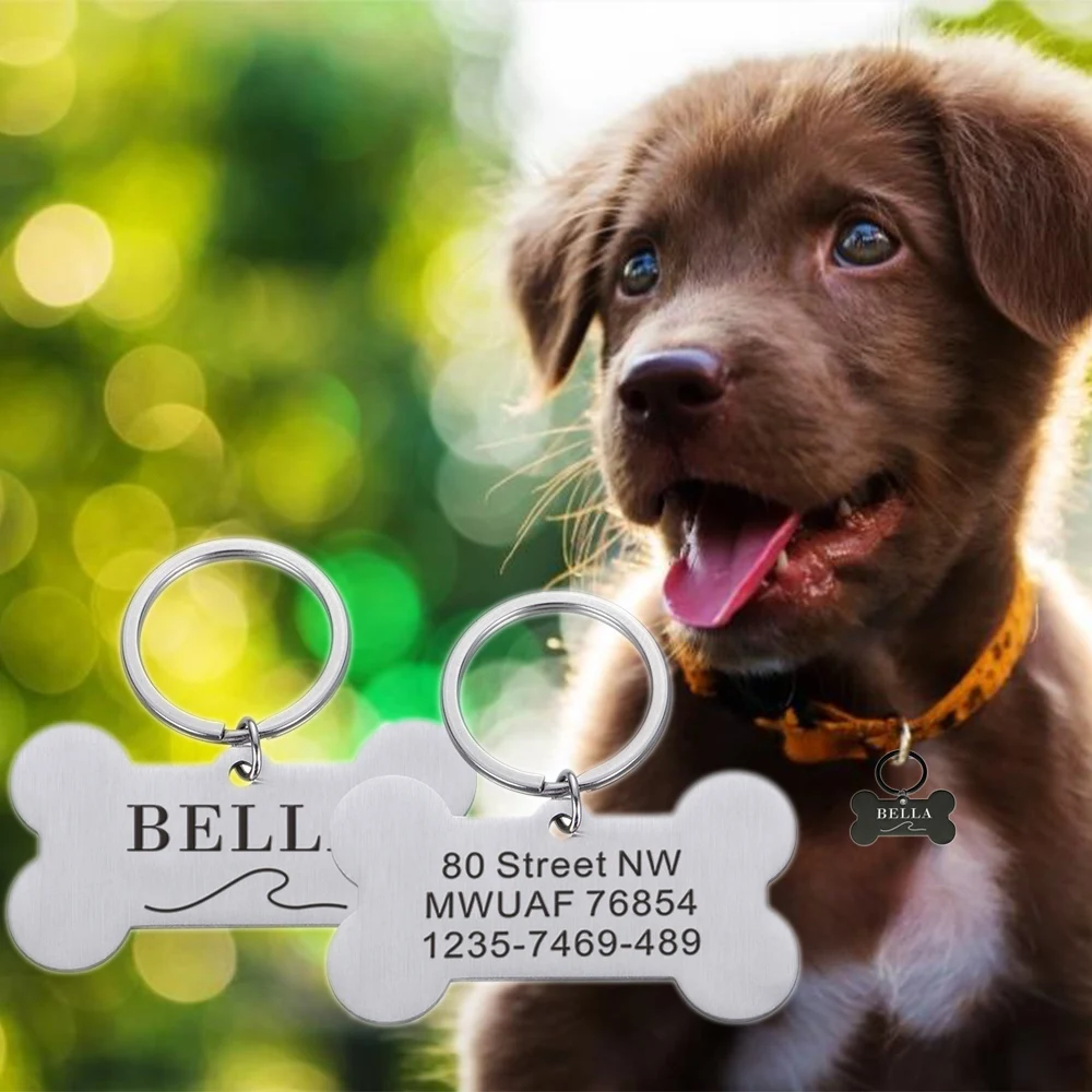 

Персонализированная идентификационная бирка для щенков и домашних питомцев с гравировкой и именем на заказ для собак и кошек Подвеска из н...