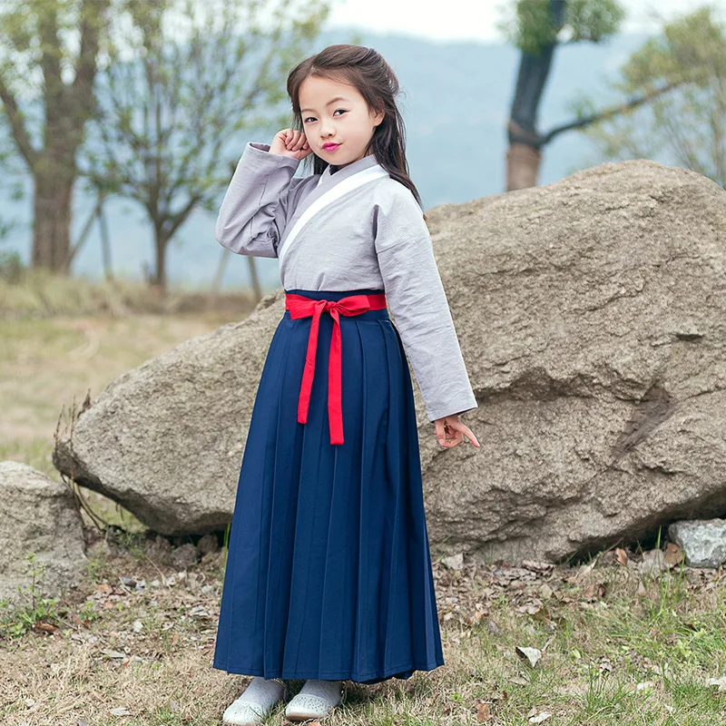 

Chinese Folk Dance Children Hanfu Vintage Dress Tang Dynasty Ancient Chinese Costume Girls Stage Dress Costume
