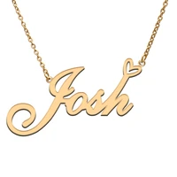 love heart josh name necklace for women stainless steel gold silver nameplate pendant femme mother child girls gift