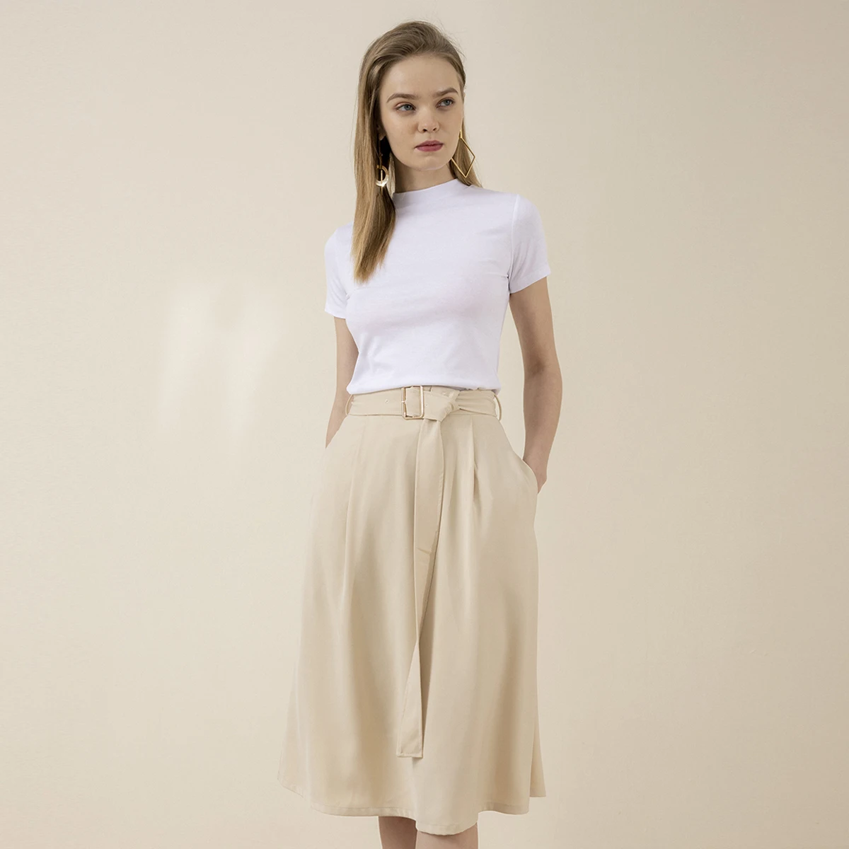 

Spring and summer ladies high waist skirt OL formal work clothes ladies a-line skirt
