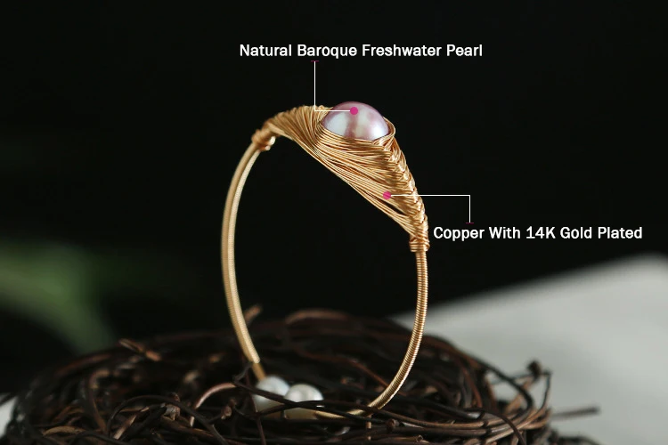 

GREEN PURPLE Handmade Natural Fresh Water Purple Pearl Adjustable Bangle For Women Gift Fashion Jewlery Pulseras Mujer