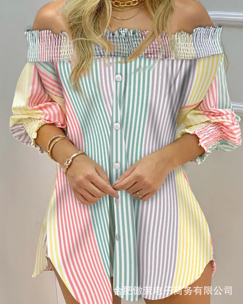 

Elegant Women Solid Color A-Line Dress Patchwork Design Zipper Belt Decor O-Neck High Waist Half Sleeve Spring Dress AL0749