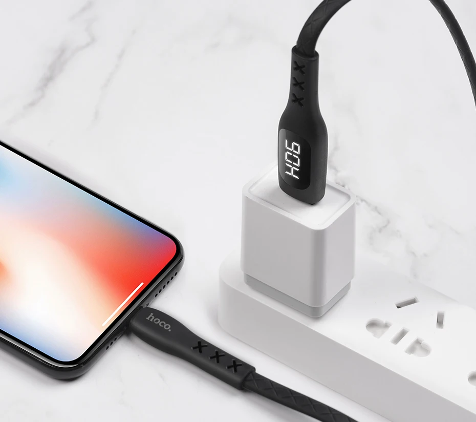 HOCO кабель синхронизации usb зарядный кабель синхронизации данных светодиодный экран дисплей Быстрая зарядка провода для Apple iPad iPhone X XS MAX XR 8 7 6 5