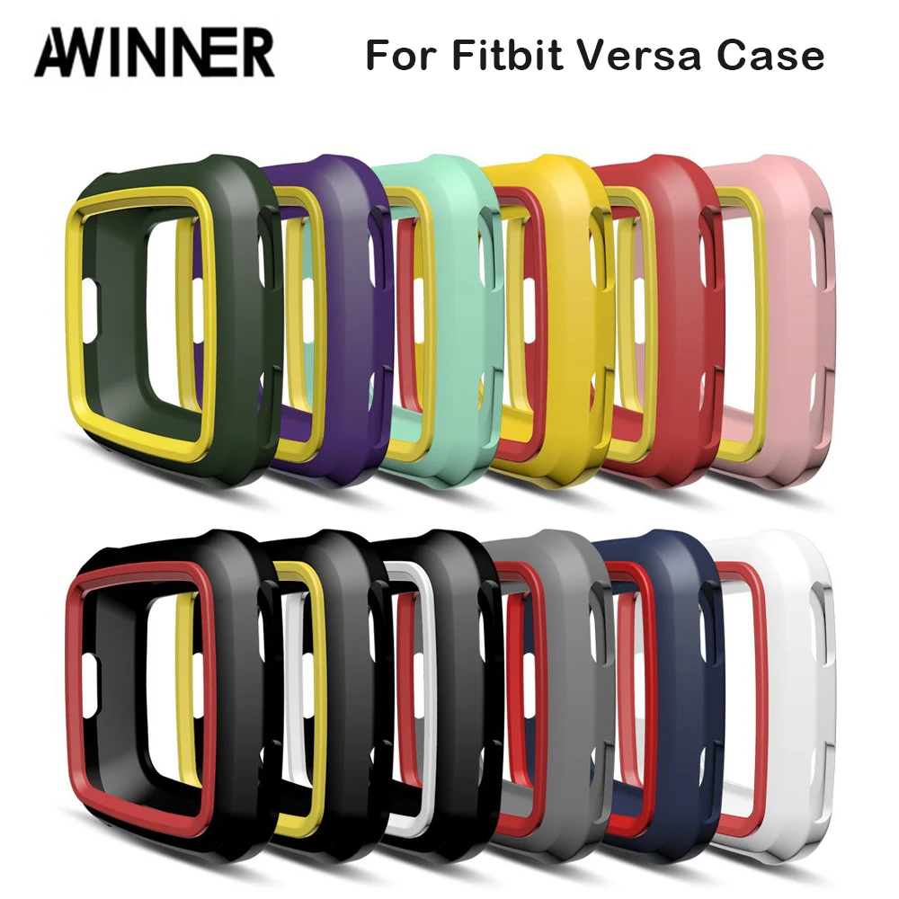 AWINNER цветной, мягкий, из ТПУ чехол для Fitbit Versa полный экран Силиконовые серьги Чехол для Fitbit Versa Smartwatch Case