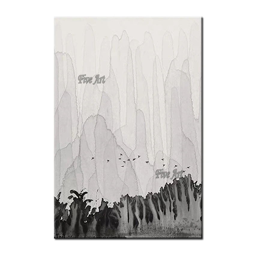 

Unframed Simple Black And White Abstract Canvas Acrylic Painting Art Home Wall Entrance Decor Oil Paintings Artwork Panels Set