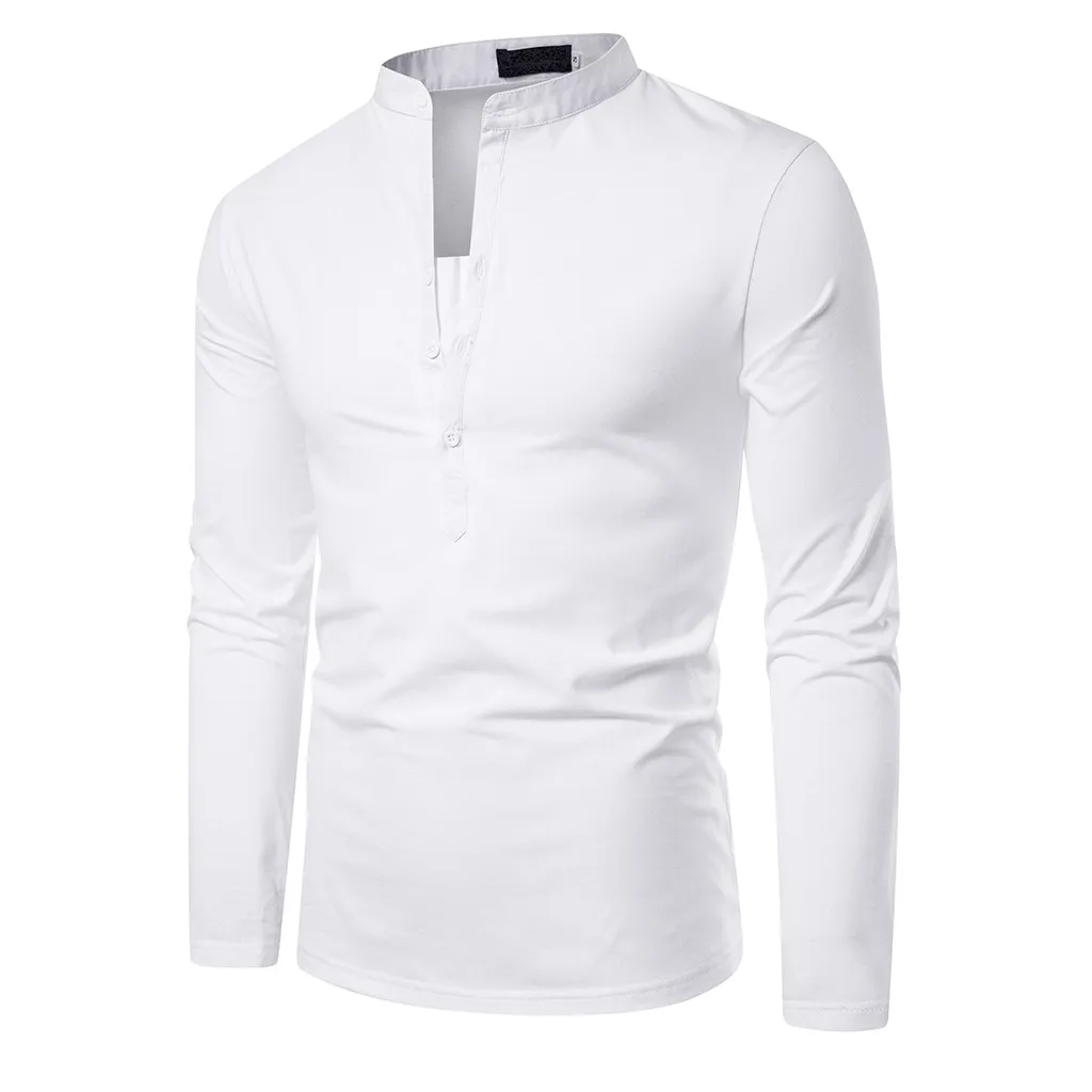 Мужская однотонная Повседневная приталенная рубашка поло с v образным вырезом