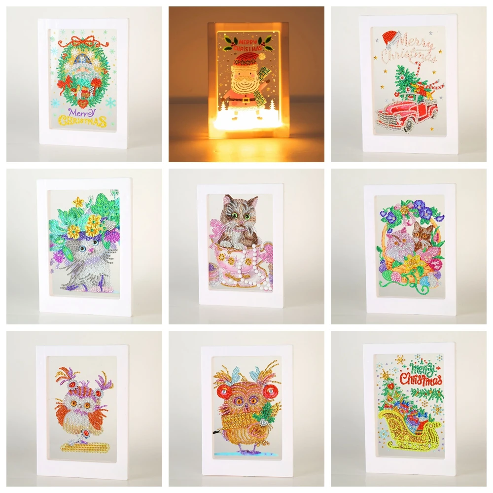 

DIY Diamond Painting Photo Frame LED Light Diamond Embroidery Christmas Birthday child Gift Night Light Desk Room Home Decores