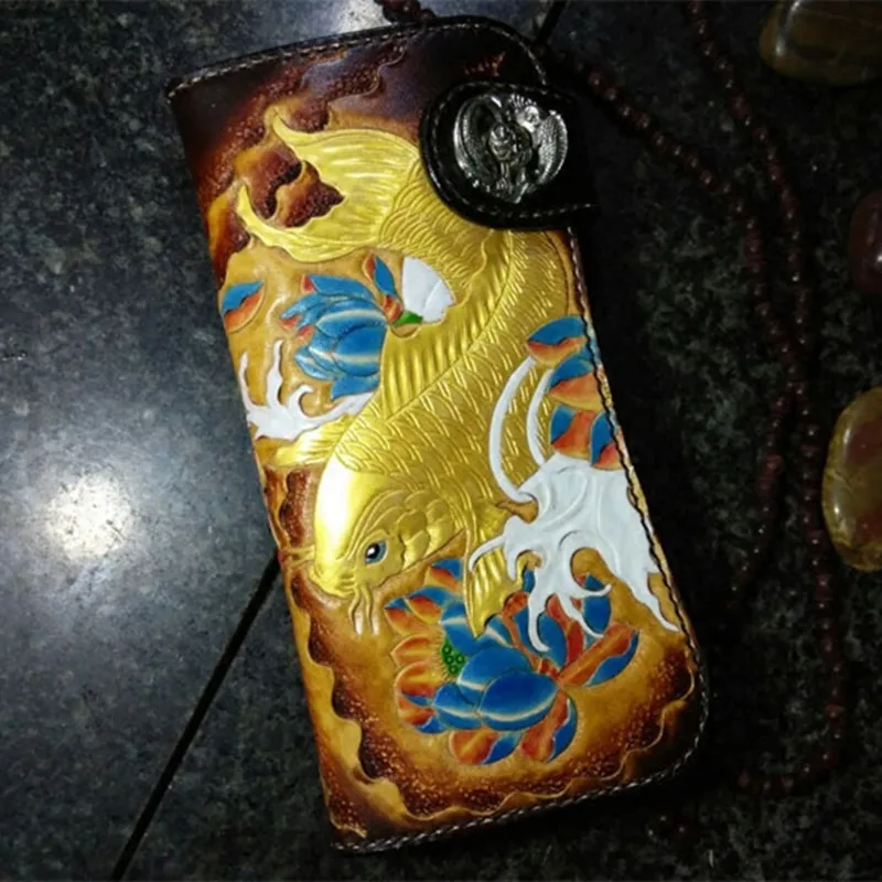 Настоящие фотографии мужские кошельки ручной работы из натуральной кожи сумка