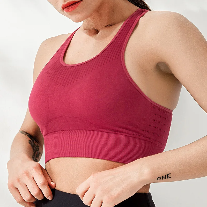 Бесшовные Для женщин спортивный бюстгальтер пробежек занятий йогой