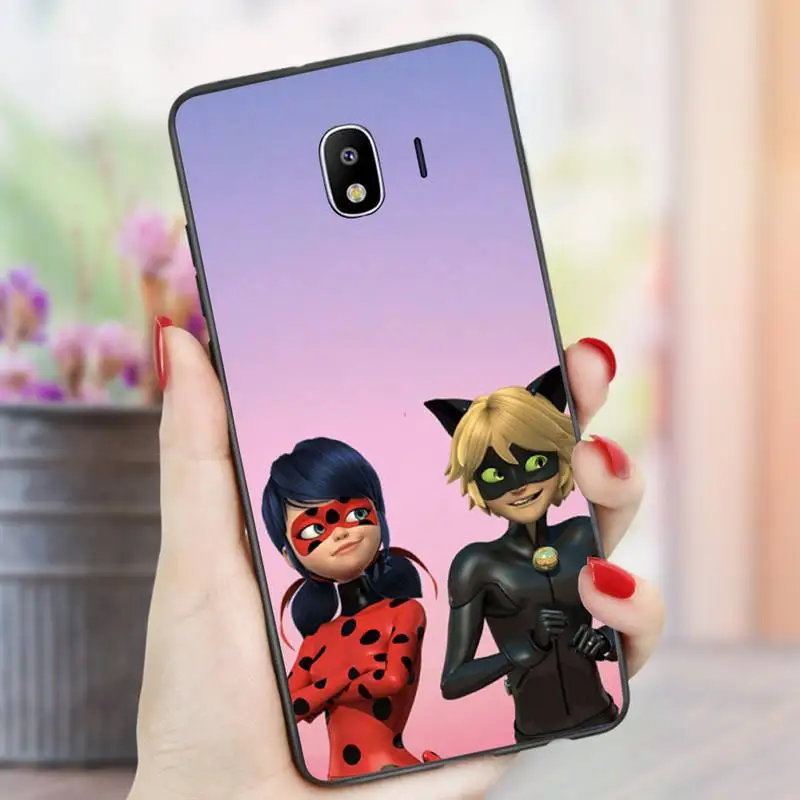 

Cartoon Lady-bug Phone Case For samsung Galaxy J5 2016 prime J6 J7 J8 note 10 20 lite plus pro Black Soft nax fundas cover