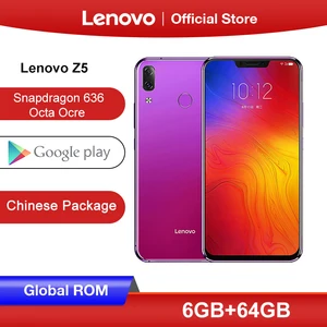 Lenovo Z5 смартфон с 6,2-дюймовым дисплеем, восьмиядерным процессором Snapdragon 636, ОЗУ 6 ГБ, ПЗУ 64 ГБ, Android 8,1, 16 МП, 8 МП