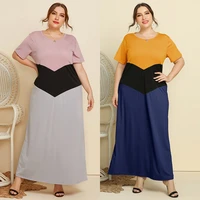 summer y2k oversized womens maxi dress simple color matching robe plus size loose thin short sleeved o neck dresses %d0%bf%d0%bb%d0%b0%d1%82%d1%8c%d0%b5 2021