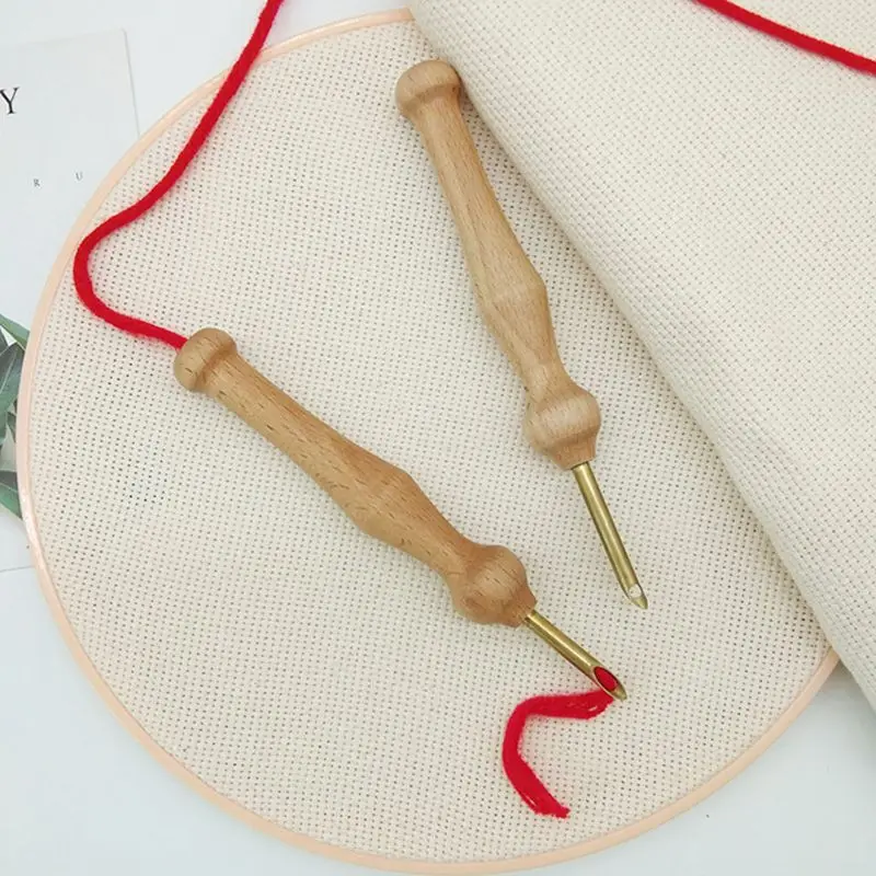 

Durable Knitting Embroidery Pen Punch Needle Threader Set DIY Wood Handle Sewing Weaving Felting Craft dropshipping