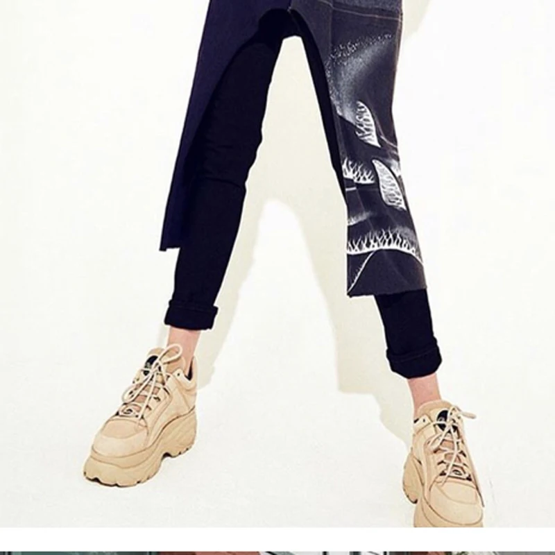 European station muffin shoes women thick bottom 2021 new Harajuku high small white shoes insport wind super-fire sports shoes