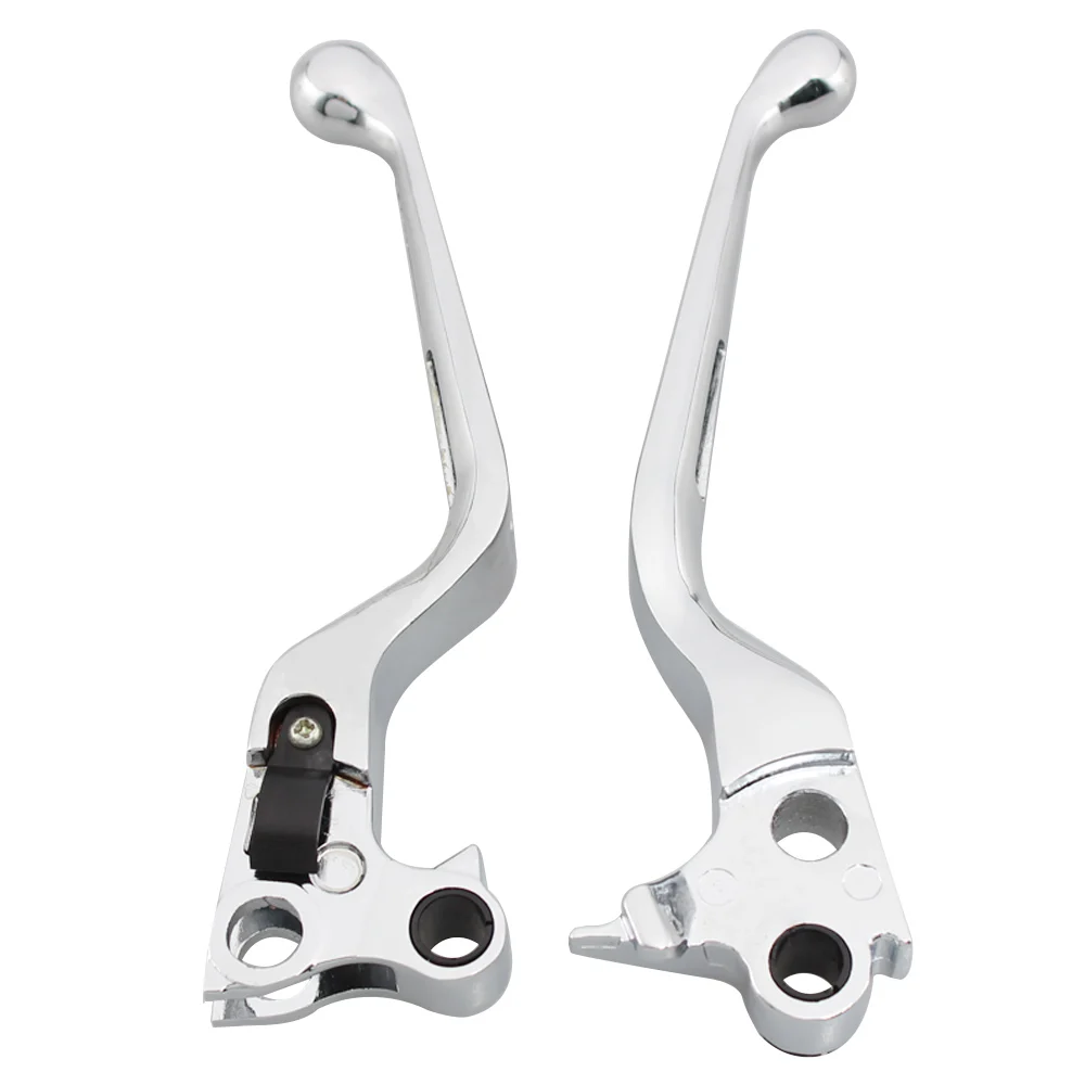 Universal Motorcycle Chrome Slotted Clutch Brake Levers For Harley Sportster XL 883 1200 Softail FXDB Street Bob Dyna Glide |